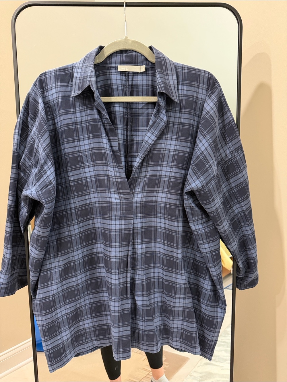 Vince Navy and Light Blue Plaid Shirt